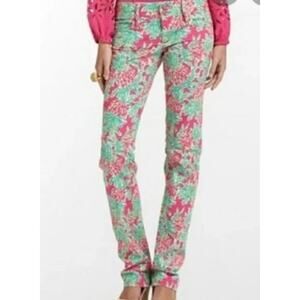 Lilly Pulitzer Worth Straight Jean Orchid Pink Spike The Punch Pineapple Size 2‎